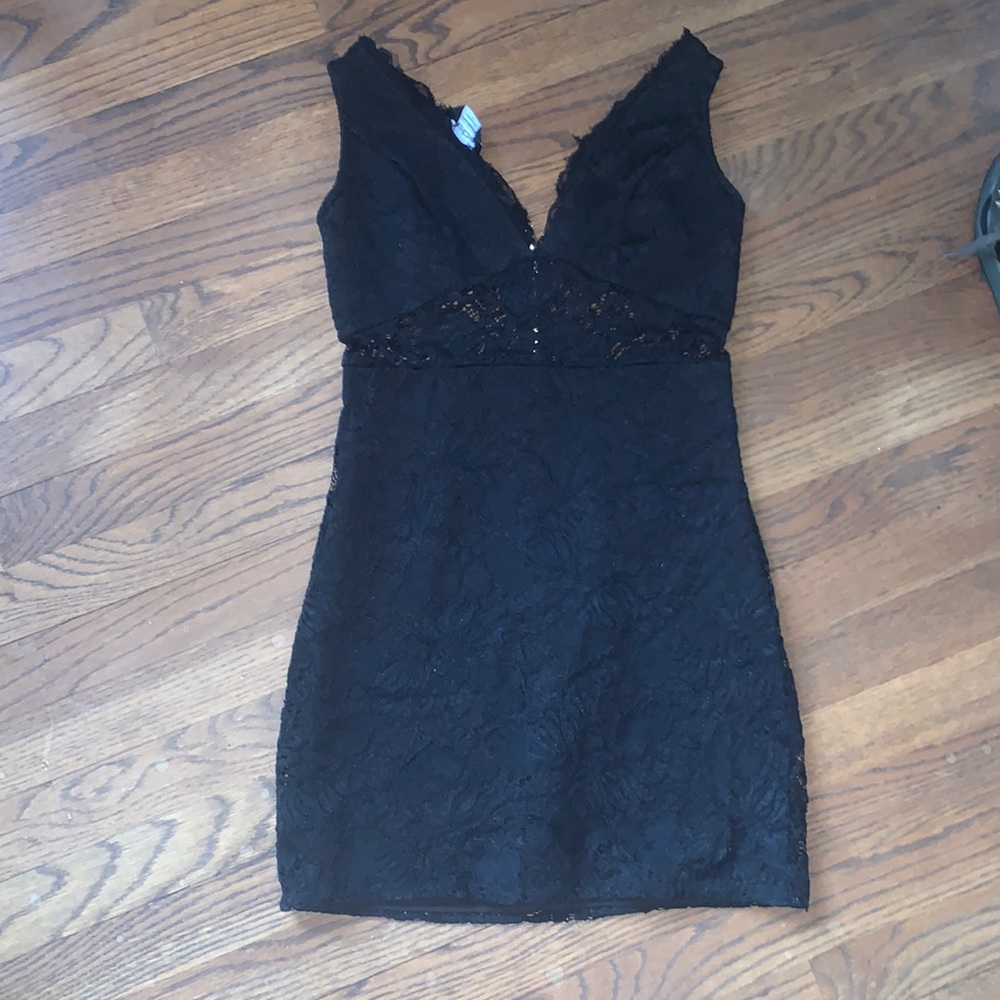 Bebe black laced mini bodycon dress